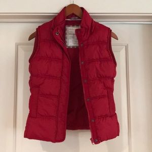 Red Winter Vest With Removable Fur Hood